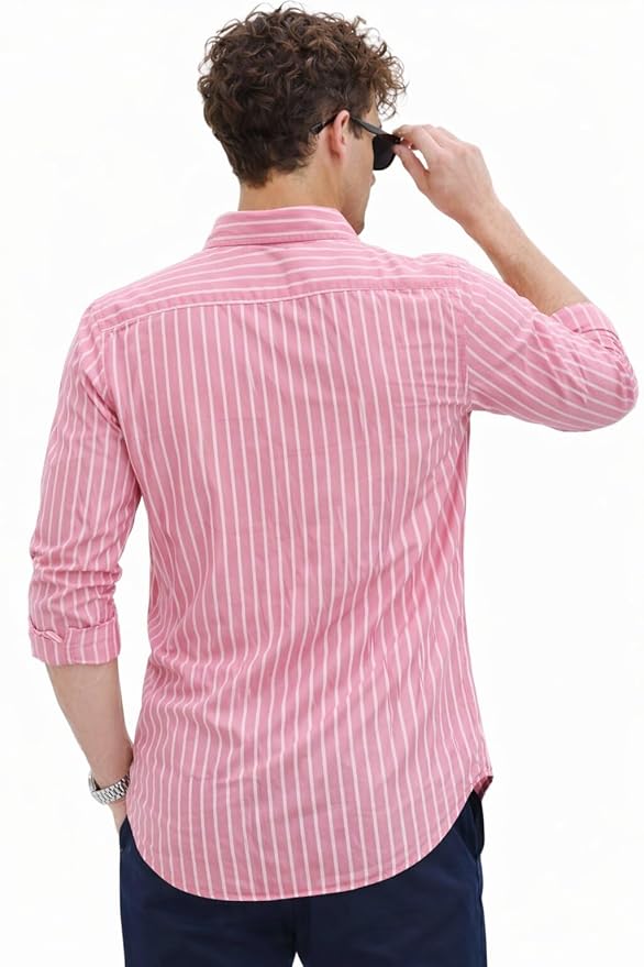 U TURN Men's Casual Printed Striped Stylish Latest Formal Shirt for Men | Cotton Mix 220 GSM - Image 3