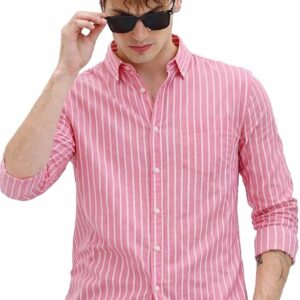 U TURN Men's Casual Printed Striped Stylish Latest Formal Shirt for Men | Cotton Mix 220 GSM